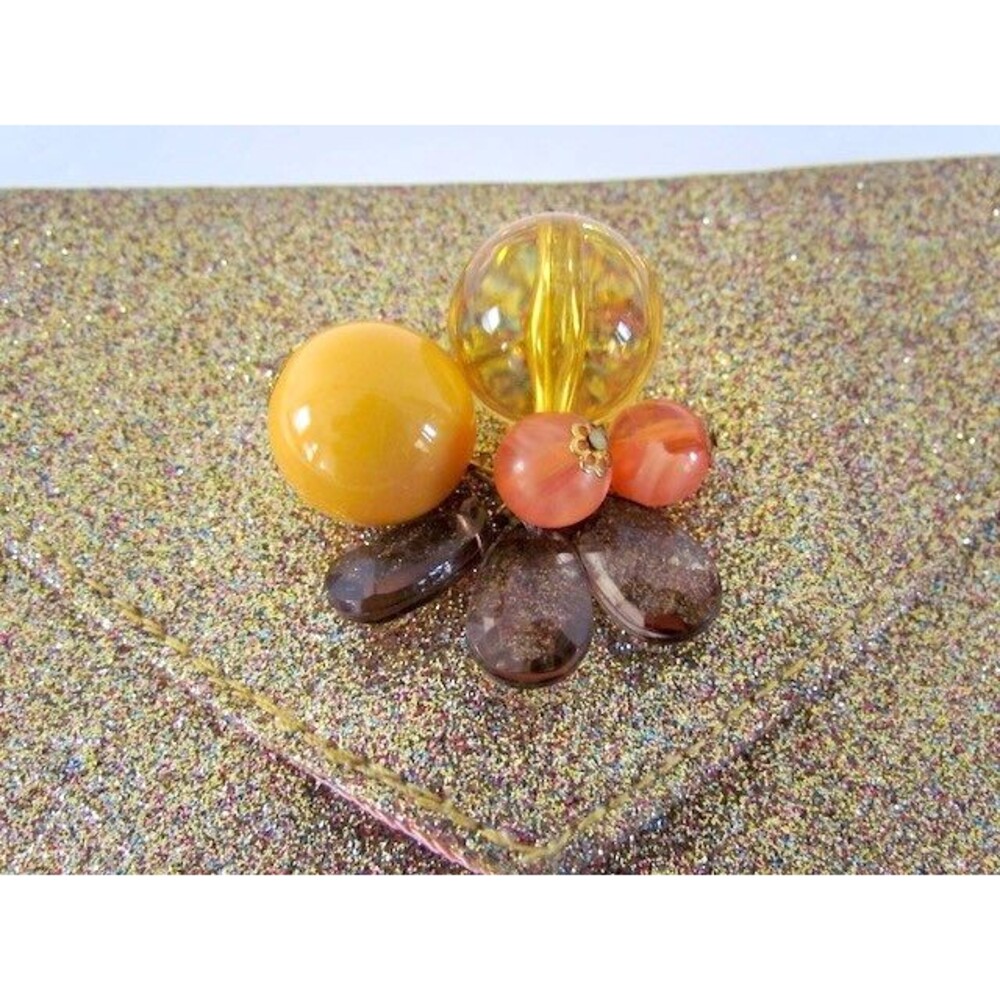 Y2K Miss Albright Clutch Bag Gold Glitter Embellished Accent Party Cocktail